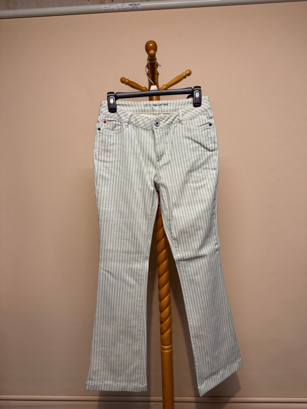 Women’s Peace, Love & World Cream Pinstripe Wide-Leg Jeans Size 2